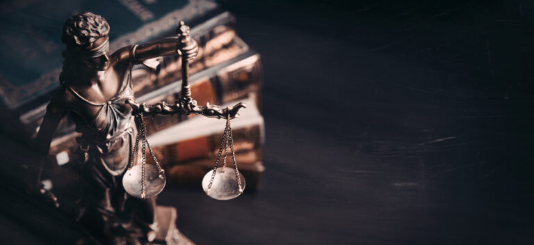 Lady justice. Statue of Justice in library. Legal and law background concept